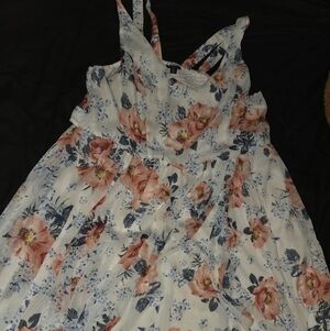 Torrid Floral Print Dress with Red and Blue Accents